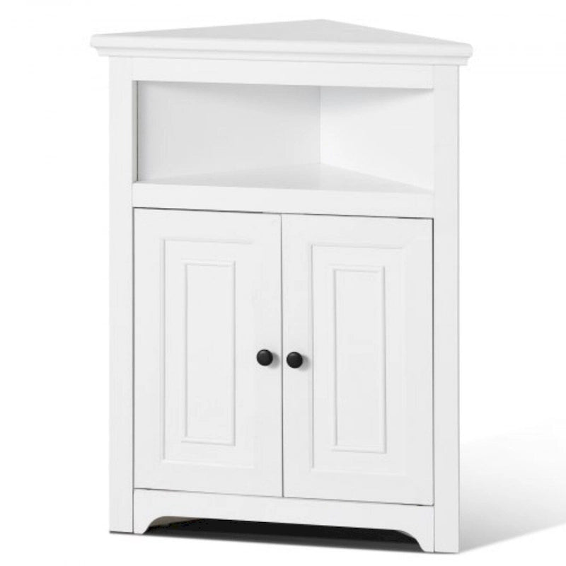 Corner Cabinet 32 with 2 Doors and Adjustable Shelves for Home Storage - 25.4 x 12.8 x 33.3 in