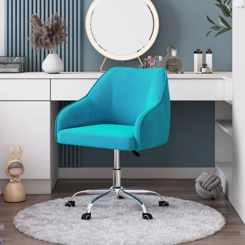 Velvet Upholstered Adjustable Ergonomic Office Chair