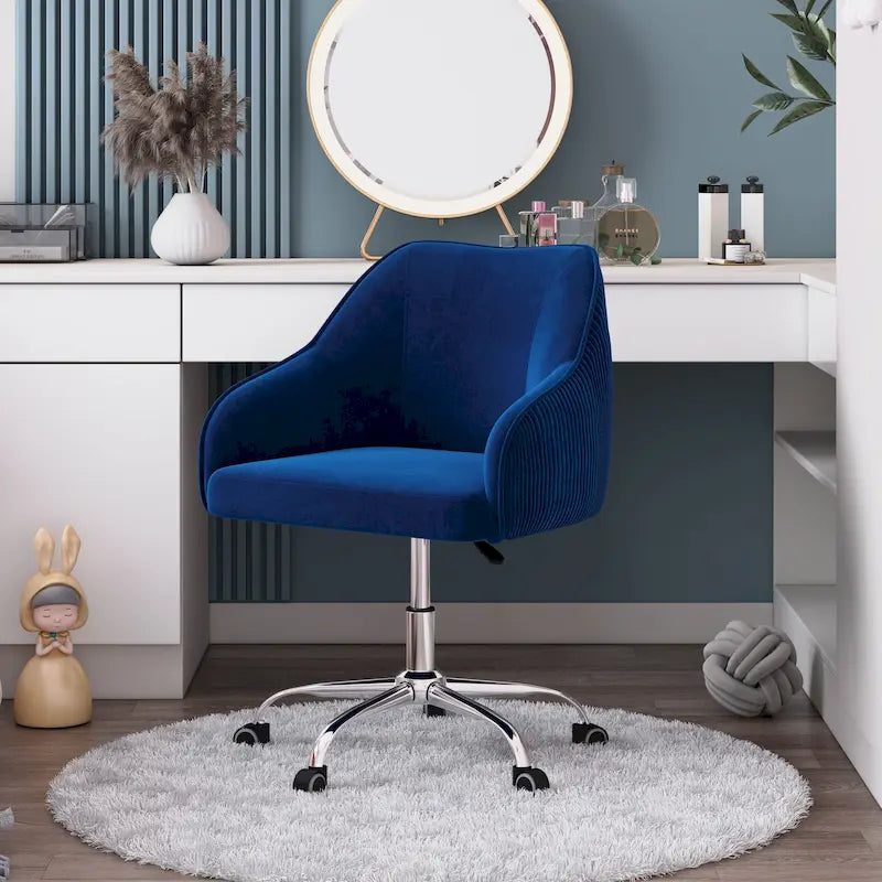 Velvet Upholstered Adjustable Ergonomic Office Chair