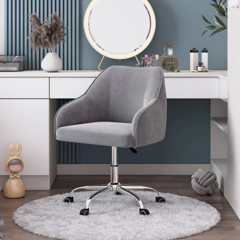 Velvet Upholstered Adjustable Ergonomic Office Chair