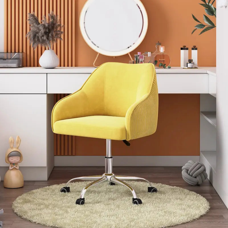 Velvet Upholstered Adjustable Ergonomic Office Chair