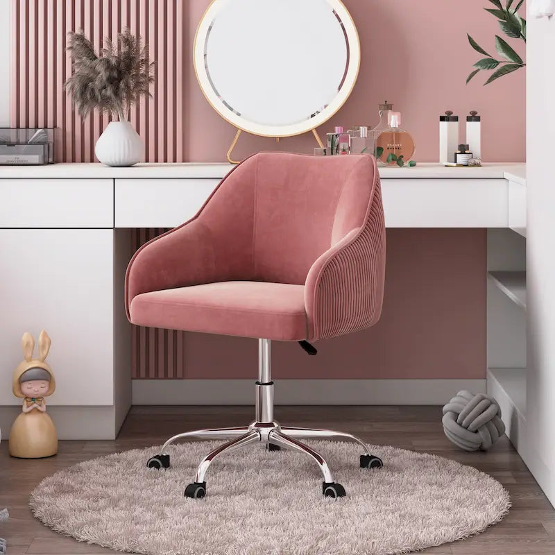 Velvet Upholstered Adjustable Ergonomic Office Chair