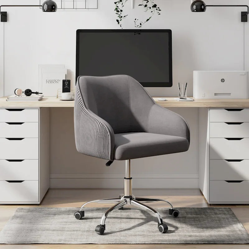 Velvet Upholstered Adjustable Ergonomic Office Chair
