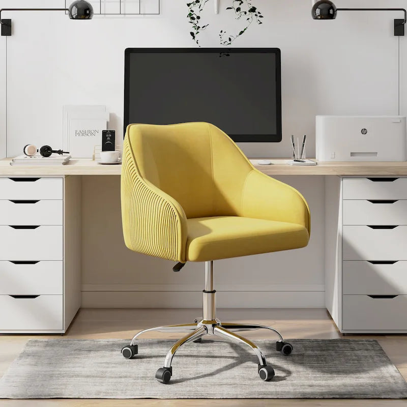 Velvet Upholstered Adjustable Ergonomic Office Chair