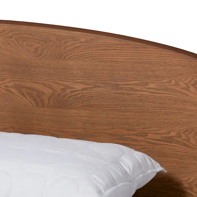 Mid-Century Modern Transitional Walnut Finished Platform Bed