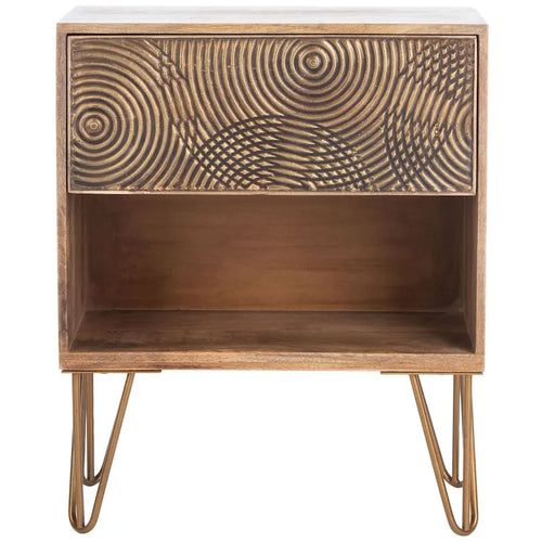 1-Drawer Textured Nightstand with Open Shelf