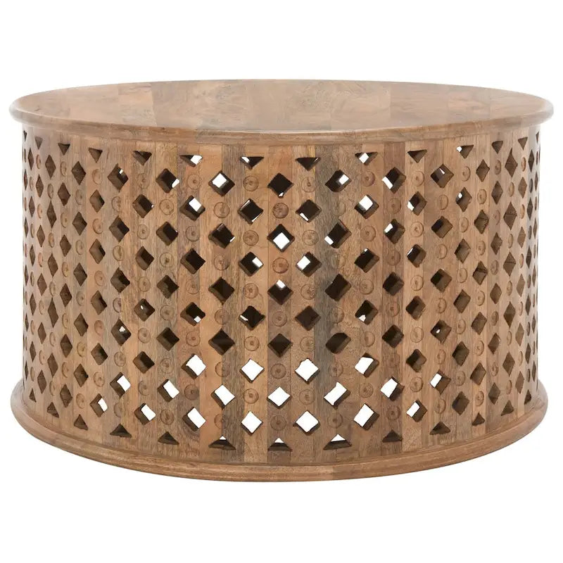 Round Coffee Table with Storage Shelf - 28 L x 28 D x 16 H