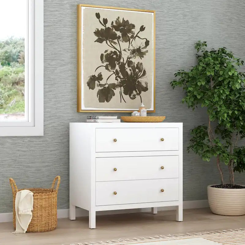 3-Drawer Wood Dresser with Metal Handles