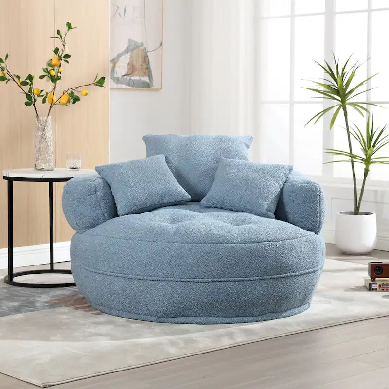 Circular wide living room fabric sofa, balcony homestay lazy sofa chair
