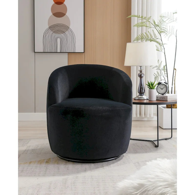 Swivel Accent Chair, Modern Round Vanity Chair for Living Room, Comfy Velvet Barrel Armchair, Small Single Sofa