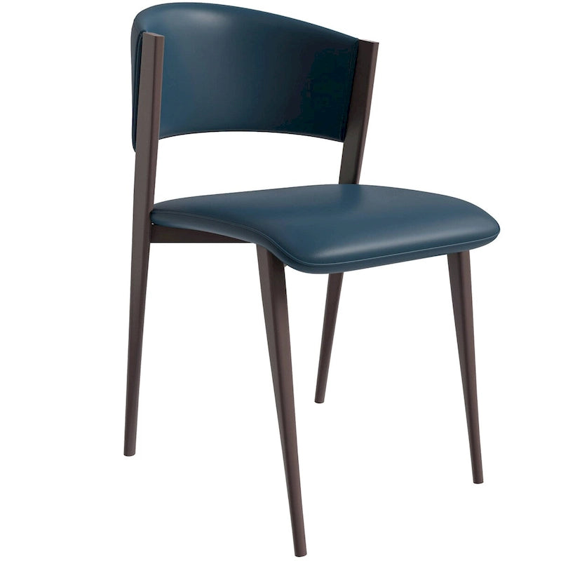 Modern PU Leather Dining Chair with Curved Back and Black Metal Legs
