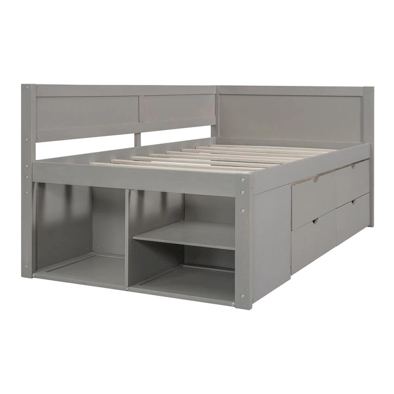 Daybed with Storage Drawers and Bookcase Shelves,Captains Corner Day Bed for Kids Boys Girls Adults