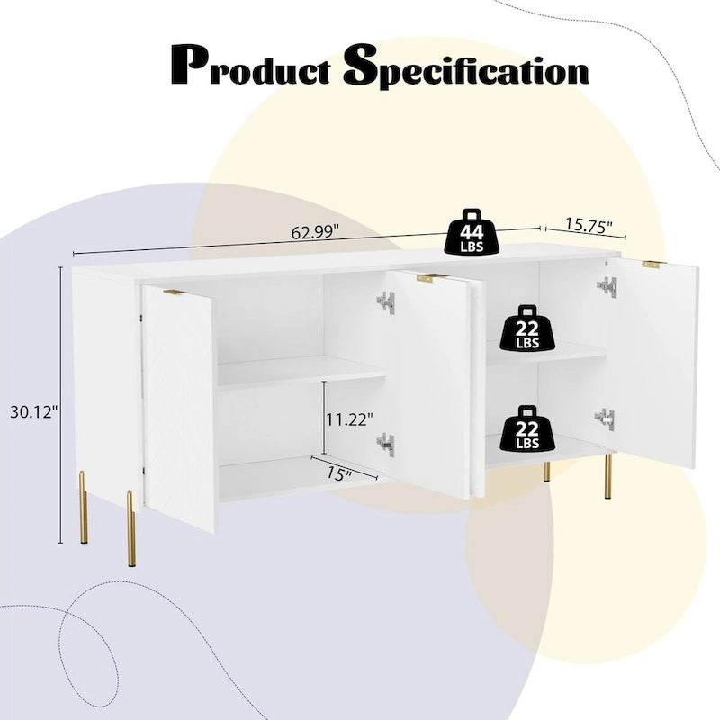 Mid-Century Four Door Storage Buffets Sideboards